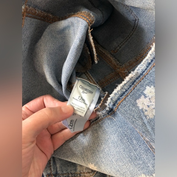 OshKosh B'Gosh Girls 12M Floral Vintage Wash Denim Skirtall/Overalls Dress - NWT - Picture 8 of 10